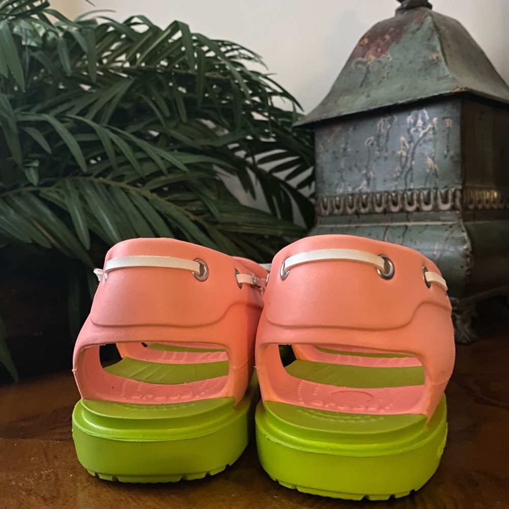 Crocs Beach Line Melon and Volt Boat Shoes - Picture 3 of 9